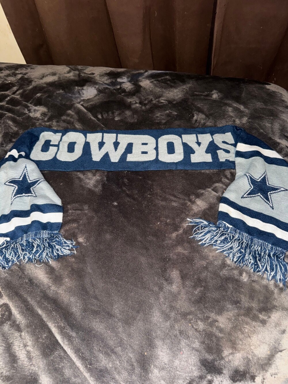 Dallas Cowboys Acrylic Scarf Navy Blue Light Gray White NFL Fan Apparel